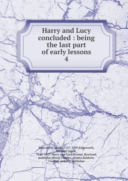 Обложка книги Harry and Lucy concluded, Maria Edgeworth