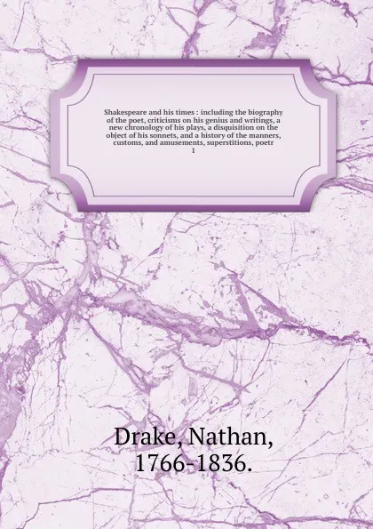 Обложка книги Shakespeare and his times, Nathan Drake
