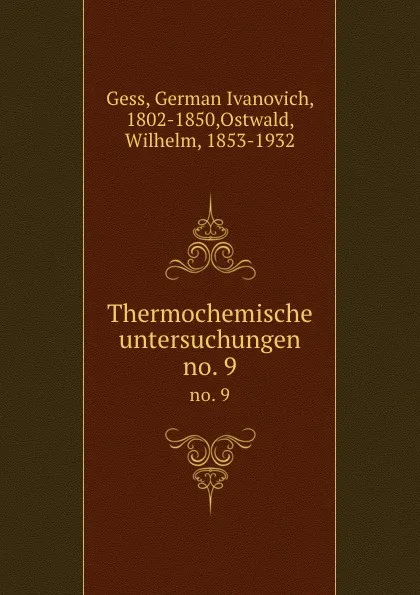 Обложка книги Thermochemische untersuchungen, German Ivanovich Gess