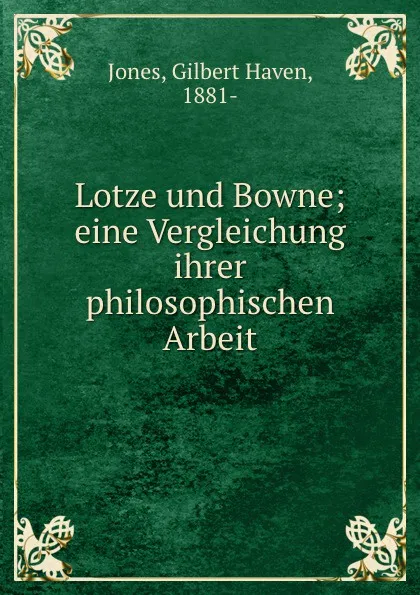 Обложка книги Lotze und Bowne, Gilbert Haven Jones