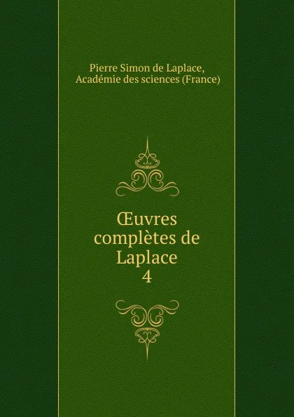 Обложка книги Oeuvres completes de Laplace, Pierre Simon de Laplace