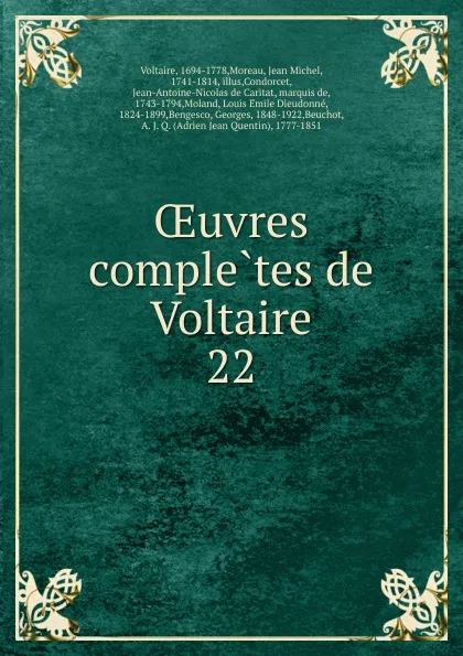 Обложка книги Oeuvres completes de Voltaire, Moreau Voltaire