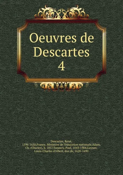 Обложка книги Oeuvres de Descartes, René Descartes