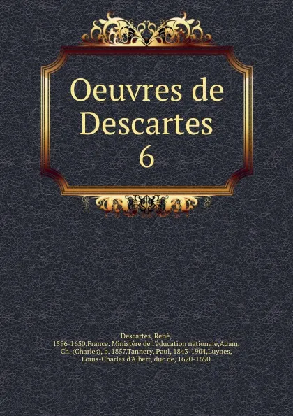 Обложка книги Oeuvres de Descartes, René Descartes