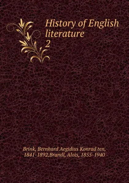 Обложка книги History of English literature, Bernhard Aegidius Konrad ten Brink