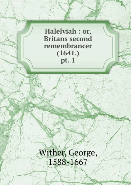 Обложка книги Halelviah, George Wither