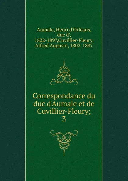 Обложка книги Correspondance du duc d.Aumale et de Cuvillier-Fleury, Henri d'Orléans Aumale