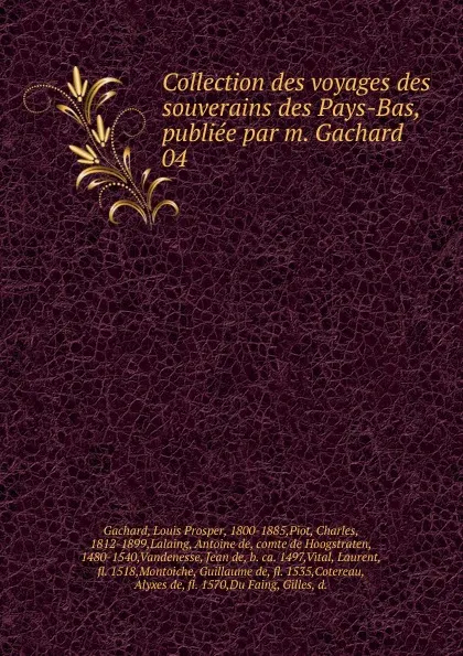 Обложка книги Collection des voyages des souverains des Pays-Bas, publiee par m. Gachard, Louis Prosper Gachard