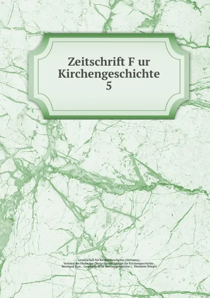 Обложка книги Zeitschrift Fur Kirchengeschichte, Germany