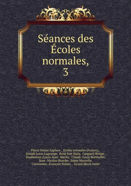 Обложка книги Seances des Ecoles normales, Laplace Pierre Simon