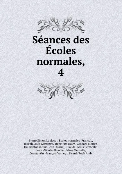Обложка книги Seances des Ecoles normales, Laplace Pierre Simon