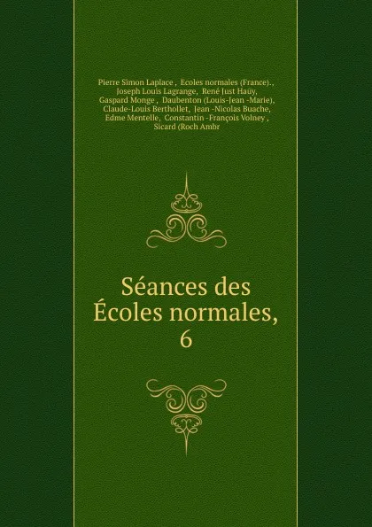 Обложка книги Seances des Ecoles normales, Laplace Pierre Simon