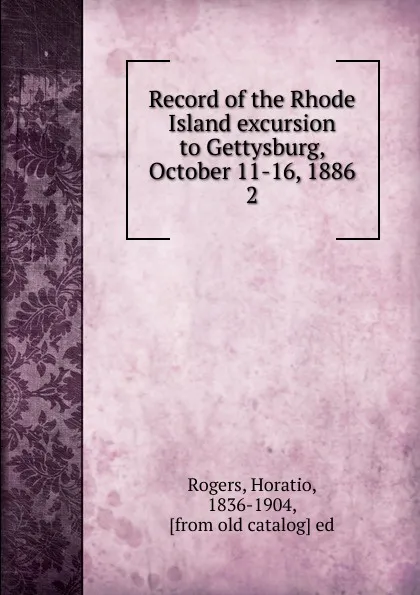 Обложка книги Record of the Rhode Island excursion to Gettysburg, October 11-16, 1886, Horatio Rogers