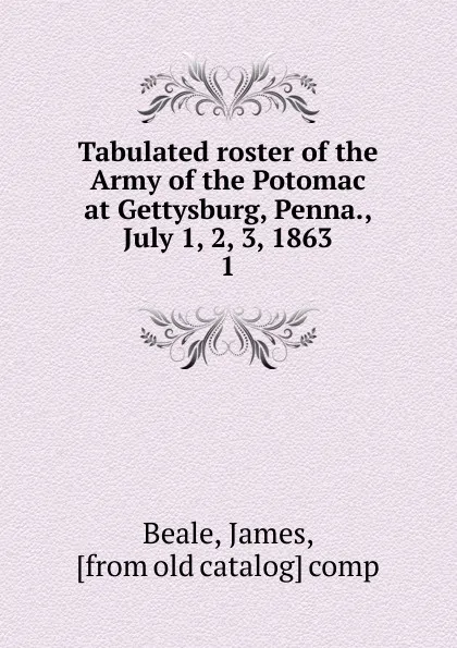 Обложка книги Tabulated roster of the Army of the Potomac at Gettysburg, Penna., July 1, 2, 3, 1863, James Beale