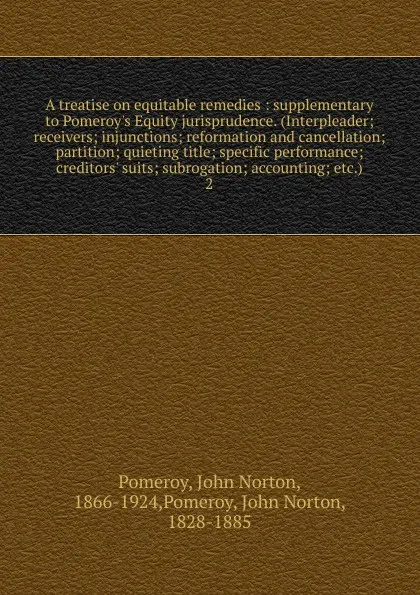 Обложка книги A treatise on equitable remedies, John Norton Pomeroy