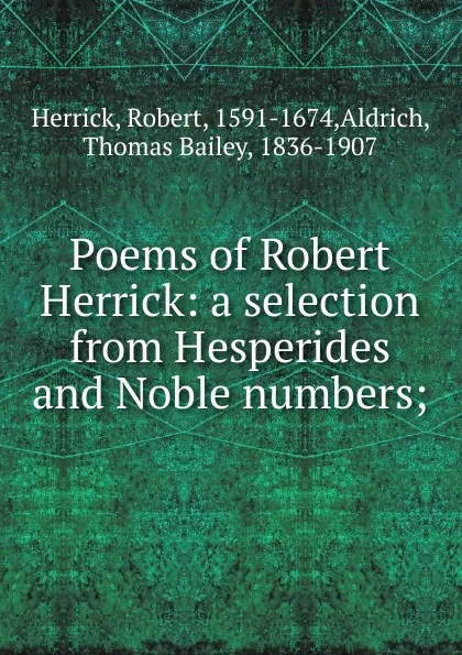 Обложка книги Poems of Robert Herrick, Herrick Robert