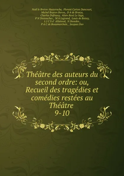 Обложка книги Theatre des auteurs du second ordre, Noël le Breton Hauteroche