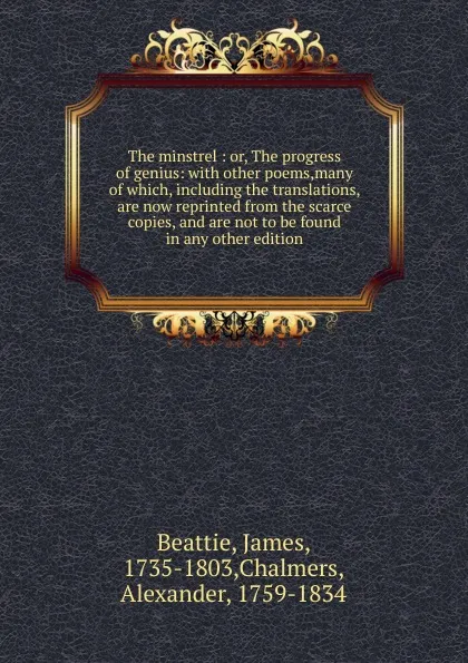 Обложка книги The minstrel, James Beattie