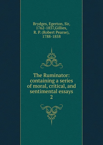 Обложка книги The Ruminator, Brydges Egerton