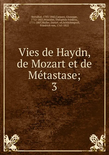 Обложка книги Vies de Haydn, de Mozart et de Metastase, Stendhal