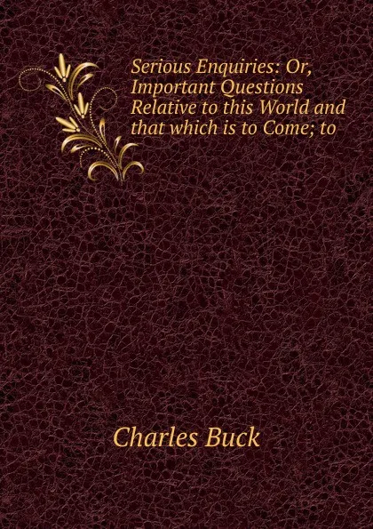 Обложка книги Serious Enquiries, Charles Buck