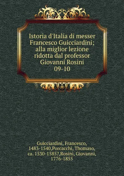 Обложка книги Istoria d.Italia di messer Francesco Guicciardini, Francesco Guicciardini