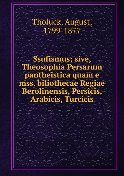 Обложка книги Ssufismus, August Tholuck