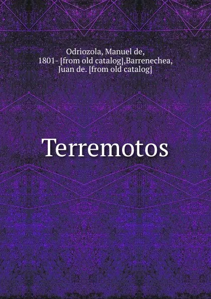 Обложка книги Terremotos, Manuel de Odriozola