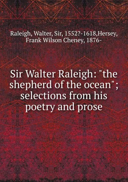 Обложка книги Sir Walter Raleigh: 