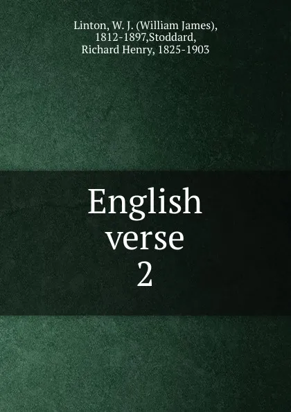 Обложка книги English verse. 2, William James Linton