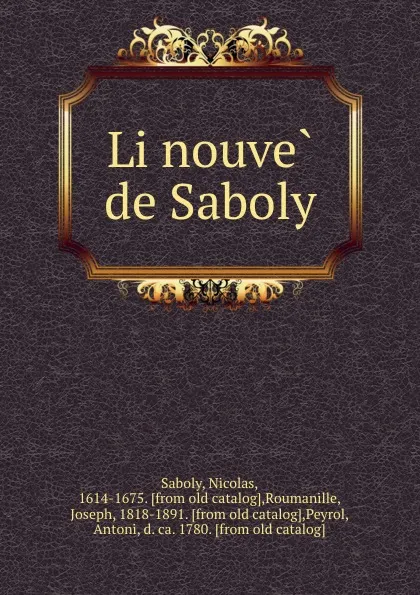 Обложка книги Li nouve de Saboly, Nicolas Saboly