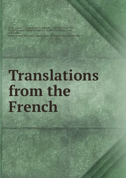 Обложка книги Translations from the French, abbé de Mably