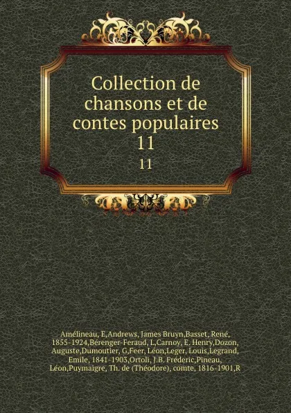 Обложка книги Collection de chansons et de contes populaires. 11, René Basset