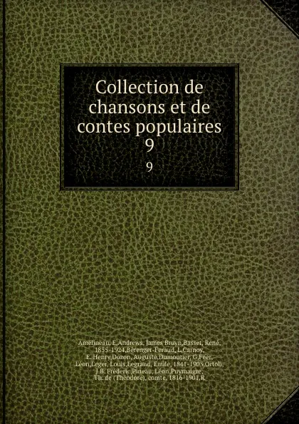 Обложка книги Collection de chansons et de contes populaires. 9, René Basset