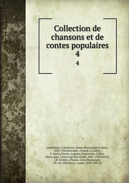 Обложка книги Collection de chansons et de contes populaires. 4, René Basset