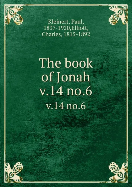 Обложка книги The book of Jonah. v.14 no.6, Paul Kleinert