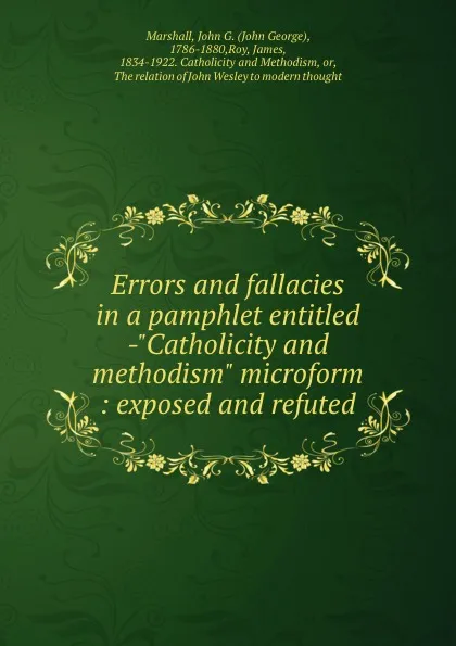 Обложка книги Errors and fallacies in a pamphlet entitled -