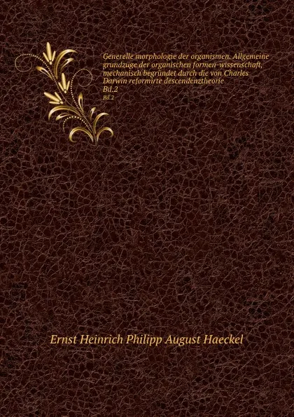 Обложка книги Generelle morphologie der organismen. Allgemeine grundzuge der organischen formen-wissenschaft, mechanisch begrundet durch die von Charles Darwin reformirte descendenztheorie. Bd.2, Haeckel Ernst Heinrich