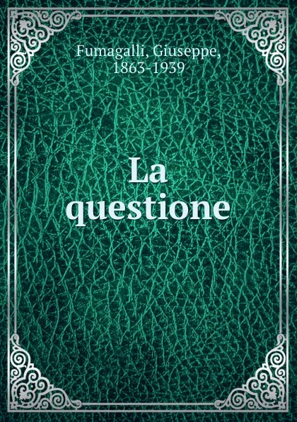 Обложка книги La questione, Giuseppe Fumagalli