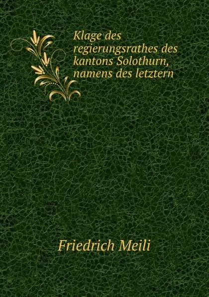 Обложка книги Klage des regierungsrathes des kantons Solothurn, namens des letztern ., Friedrich Meili