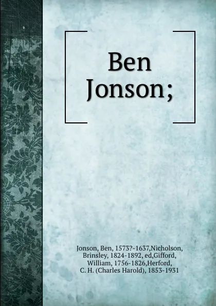 Обложка книги Ben Jonson;, Ben Jonson