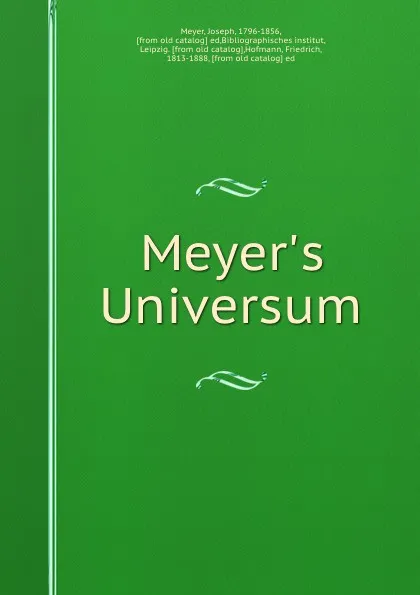 Обложка книги Meyer.s Universum, Joseph Meyer