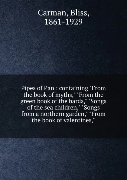 Обложка книги Pipes of Pan : containing 