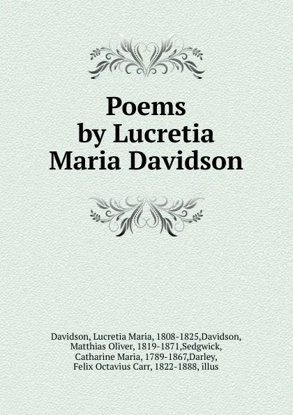 Обложка книги Poems by Lucretia Maria Davidson, Lucretia Maria Davidson