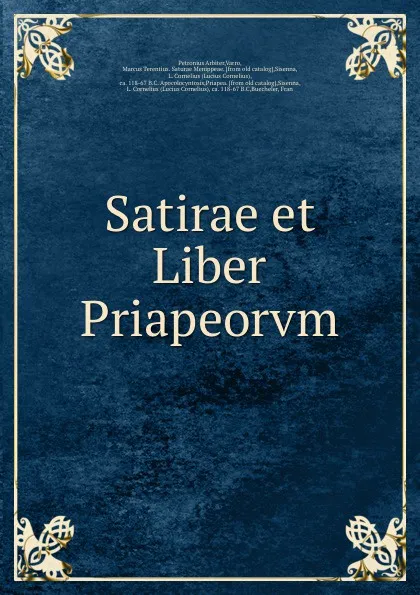 Обложка книги Satirae et Liber Priapeorvm, Petronius Arbiter