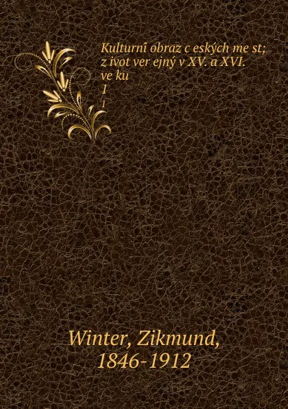 Обложка книги Kulturni obraz ceskych mest; zivot verejny v XV. a XVI. veku. 1, Zikmund Winter