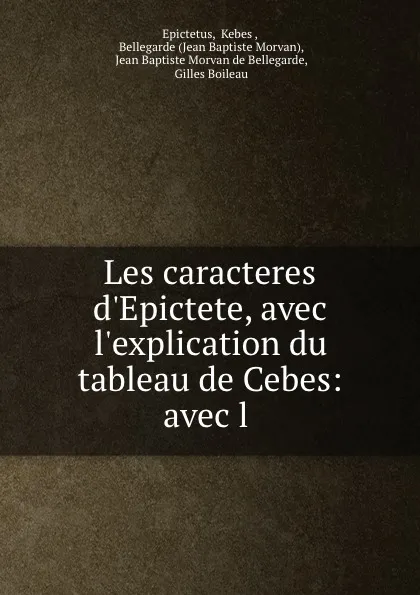 Обложка книги Les caracteres d.Epictete, avec l.explication du tableau de Cebes: avec l ., Kebes Epictetus