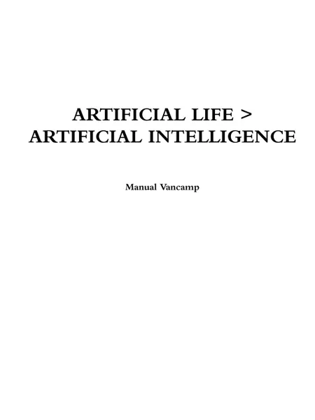 Обложка книги Artificial Life . Artificial Intelligence, Manual Vancamp