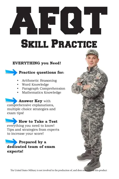 Обложка книги AFQT Skill Practice. Armed Forces Qualification Test  Practice Questions, Complete Test Preparation Inc.