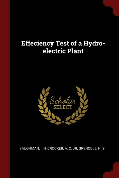 Обложка книги Effeciency Test of a Hydro-electric Plant, I N Baughman, A C. Crocker, H S Grenoble